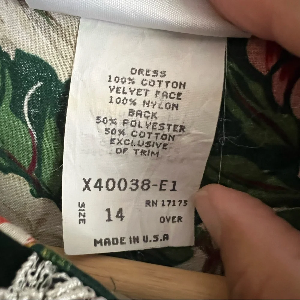 Vintage Bonnie Jean Girls Size 14 Dress  Holiday With Velvet Peter Pan Collar - Picture 7 of 7